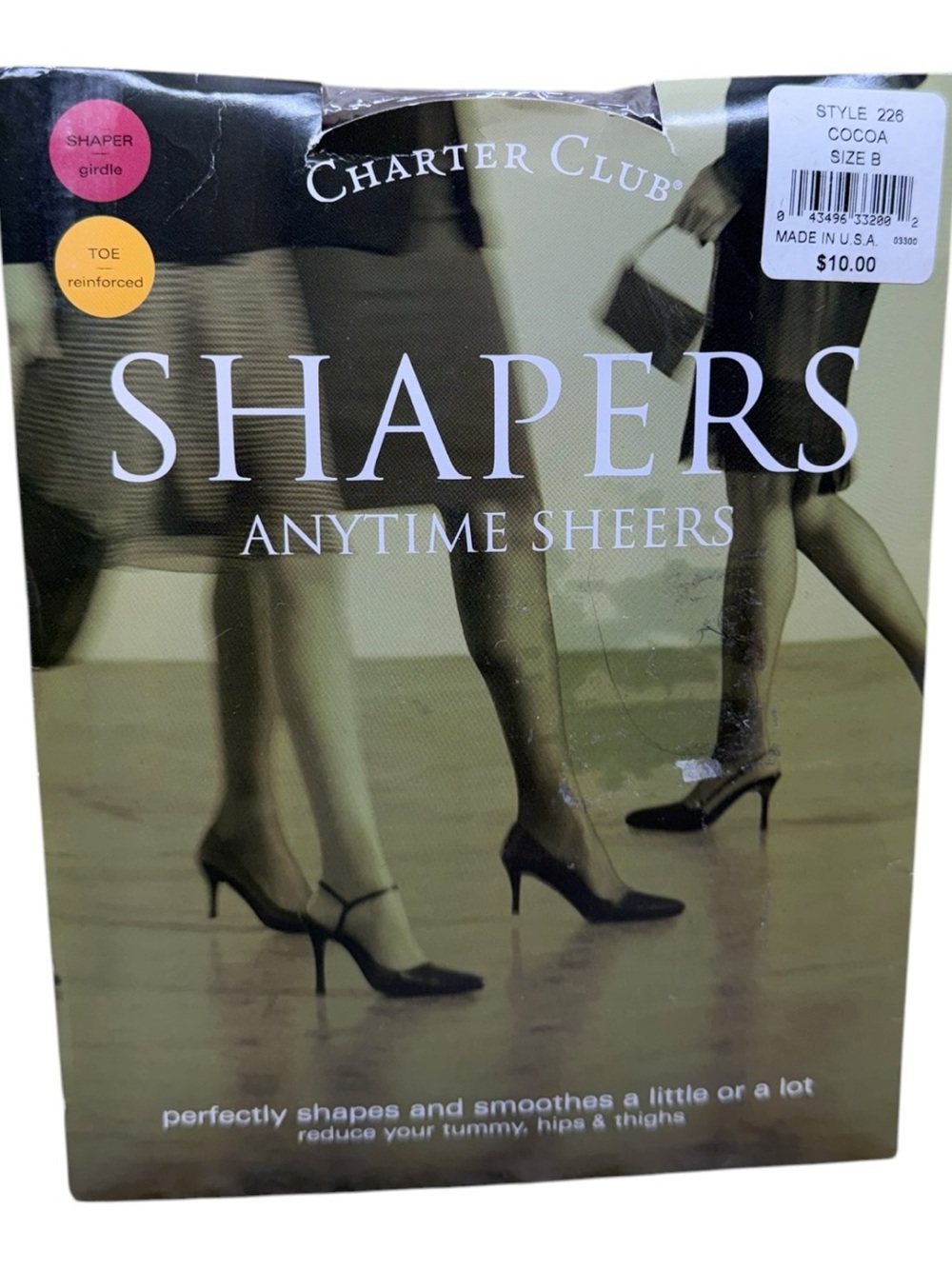Vintage Charter Club Shapers Anytime Sheers Pantyhose Reinforced Toe B Cocoa
